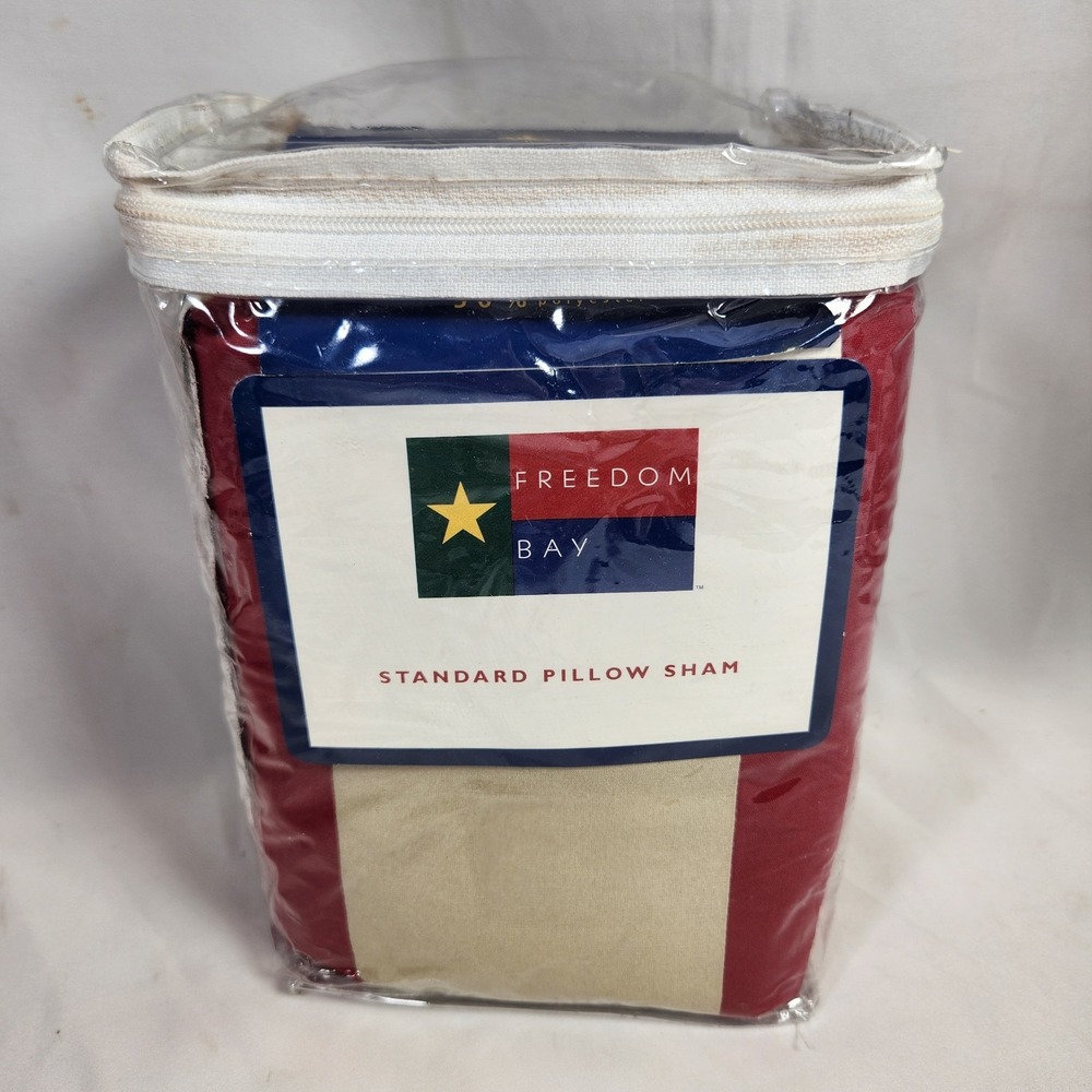 vintage Freedom Bay Standard Pillow Sham AMERICAN KHAKI‎ STAR 20"x26" red blue
